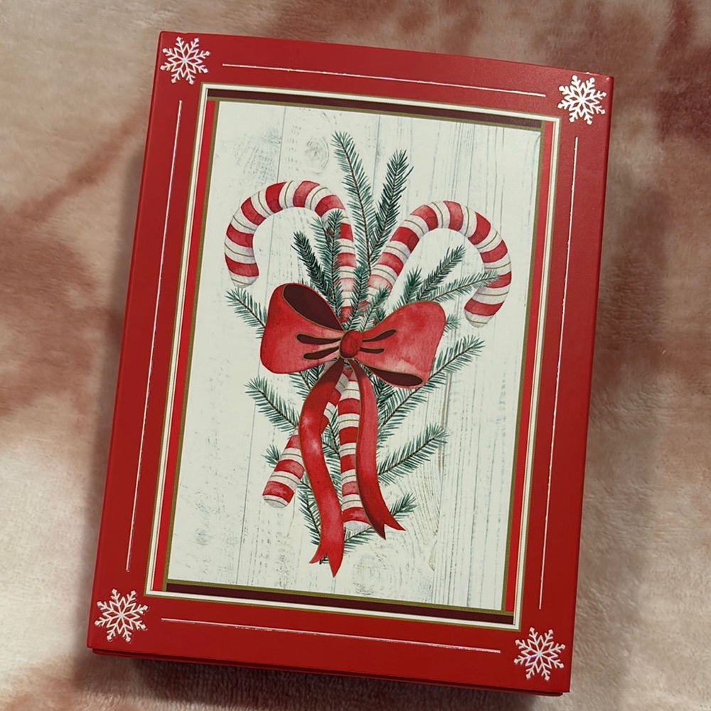Festive Red Candy Cane Holiday Greeting Note Cards Boxed Set of 14 NWT 6” x 4.5”